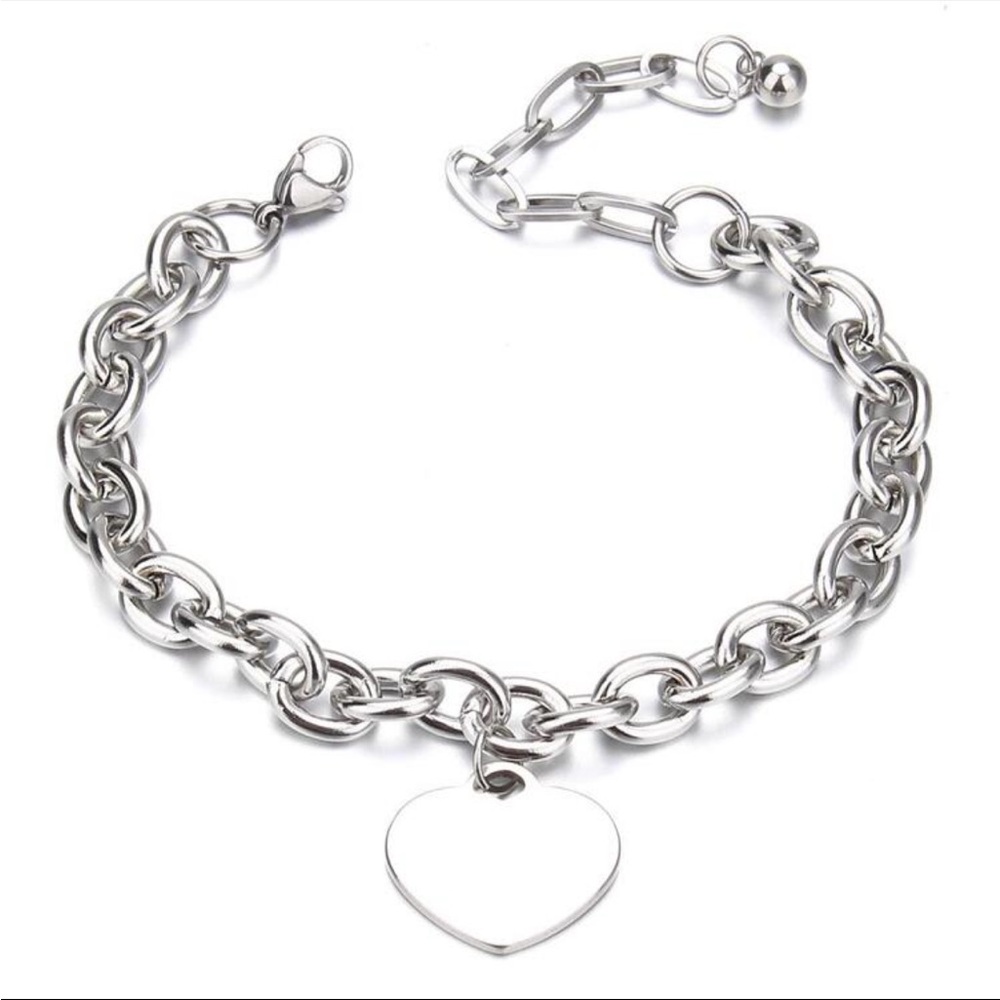 Stainless steel heart charm bracelet